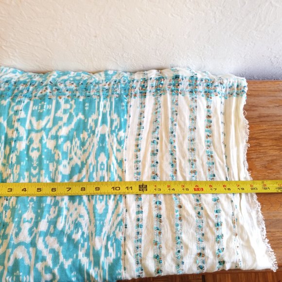 Turquoise Blue & White Ikat Mixed Print Infinity Scarf - Picture 12 of 16